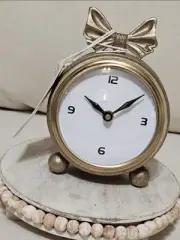 Vintage Style Antique Gold Clock With Bow Shabby Chic Home Decor viral