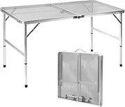 E EASTSTORM Folding Table, Easy for Storage, Compact and Portable Picnic Table for Grill, Outdoor Camping, Garden, Patio, Dining, BBQ, Party, Market, 4Ft (Large, Silver)