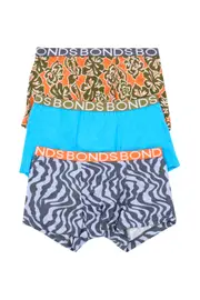 [Bonds] Bonds Boys Trunk 3 Pack in Catching Palms Bite The Rust Size: 14/16, Cotton 14/16 Catching Palms Bite The Rust