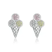Summer Ice Cream Ball Stud Earrings for Women Colorful Silver plating Jewelry Design