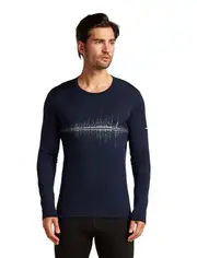 Icebreaker Merino 200 Oasis Long Sleeve Crewe Mens Thermal Top Snow Wave