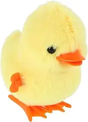 MUSISALY Vintage Wind-up Moving Duck Toy Plush Animal Toy for Boys and Girls Interactive Jumping Duck Soft Material for Toddlers