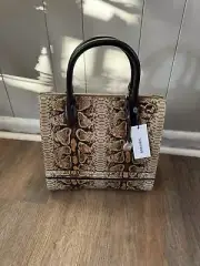 NWT BRAHMIN CAROLINE SNAKE EMBOSSED LEATHER SATCHEL IN HAZELNUT SHENANDOA