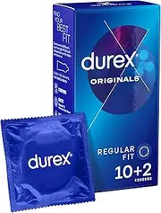 Durex Originals Latex Condoms Regular Fit, Pack Of 10 + 2 Bonus Condoms