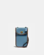 Coach Flat Turnlock Crossbody 12 in Colorblock B4 Pacific Blue Multi
