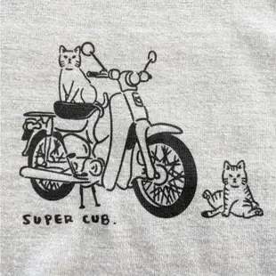 復古 Super Cub 慵懶貓咪印花T恤