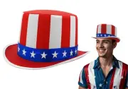 Mens Uncle Sam Top Hat Red White Blue Patriotic July 4th Costume Accessory Prop