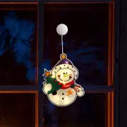 Catzon Lighted Window Ornament for Christmas Bettery Operated with Suction Cup-Snowman