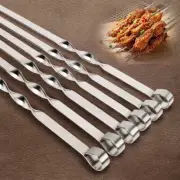 Stainless Steel Barbecue Skewer 6Pcs Wide BBQ Sticks Flat BBQ Fork Outdoor Campi