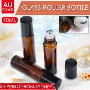 10ml/100pcs Amber THICK Glass Roller Bottle Big Steel Roll on Ball Essential Oil