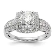 14kw Peg Set Simulated Diamond Double Cushion Halo Engagement Ring