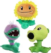 JHESAO 3 PCS PVZ Plush Zombies Plants Sets Toy Peashooter, 1 2 Stuffed Soft Chomper Doll, Sunflower PVZ Figure Doll New