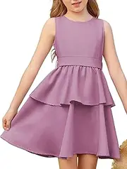 [Danna Belle] Girls Party Dress Sleeveless Formal Dual-Layer Dresses Size 5-12