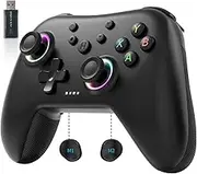 AceGamer 2.4G Wireless Bluetooth Controller für Windows PC/Switch/Stem/iOS/Android，PC Gamepad Joystick mit Hall-Effekt Joystick, programmierbare Rücktaste, Linear Resonant Actuator (Schwarz)
