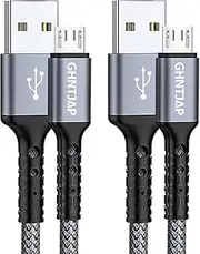 GHNTJAP Micro USB Cable 2M,2 Pack,Micro USB Charging Cable Android Charger Cord,Nylon Braided Cord Compatible with Galaxy S7/S6,Note 6/5,Kindle,PS4,Android Devices