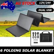 60W Solar Mat Flexible 6 Folding Solar Panel Blanket Generator Camping Power
