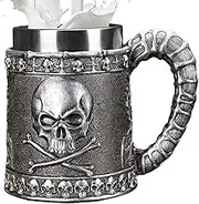Skull Coffee Mug​ - Stainless Steel Beer Mug | Skull Tumbler​ | Distinct Horror Coffee Cup | Spooky Tumbler, Modern Collectible Mug, Dark Party Beverage Cup, Eerie Home Accent