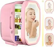 8 Liter Mini Fridge AC/DC Portable Makeup Mirror Fridge Skin Care Refrigerator Makeup Storage For Skincare Bedroom And Travel (Color : Pink)