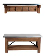 Alaterre Millwork 40in Wood and Zinc Metal Bench with Coat Hook Shelf