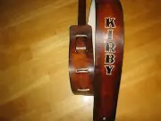 CUSTOM MADE LEATHER ANTIQUE BROWN GUITAR STRAP WITH YOUR NAME BLACK LETTERS