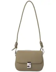 [Mocha] Sonya Leather Crossbody Bag in Green