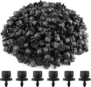 Kalolary 200Pcs 1/4 Inch Adjustable Irrigation Dripper, Universal Barbed Micro Drip Irrigation System, Watering Sprinklers Anti-Clogging Emitter for Garden Supplies（Black）