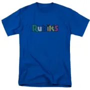 Rubiks Cube Smudge Logo T Shirt Mens Licensed Puzzle Game Toy Fidget Royal Blue