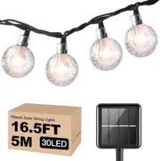 Solar String Lights Outdoor Globe Fairy Lights Waterproof Solar Patio Outdoor Hanging Lights (5M 30LED, Yellow)