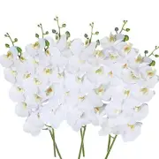 27" Artificial Phalaenopsis Flowers 6 Pcs White Artificial Orchid Flowers Stem