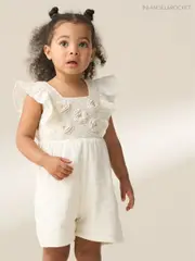 Angel & Rocket Cream 100% Cotton Maci Crochet Playsuit (F88996) | $60 - $65