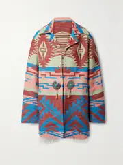 [Fortela] Fortela - Faryn Fringed Embellished Cotton-jacquard Jacket - Blue - IT40 IT 40 Blue