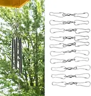 10pcs Hanging Hook, Stainless Steel 360° Rotating Hook, Wind Spinner Swivel Hooks Hanging Chain Hooks Windsock Clip for Bird Feeder Wind Chimes (Small Size 21inch)