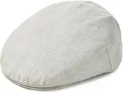 [Generic] Linen Irish Flat Cap For Men Fitted Newsboy Adjustable Cabbie Driving Hat