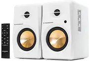 P Prosonic BT30 Active Powered Bluetooth Bookshelf Speakers, Studio Monitor, Turntable with Optical Input, Coaxial Input, 2X RCA Aux Line Input, 60 Watts, (White)