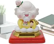 Car Dashboard Ornaments | Small Solar Chinese Display Craft | Cartoon Solar Powered Car Shaking Ornament, Tabletop Birthday God Figurine