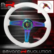 Universal Deep Dish White Wood Neo Chrome Center Steering Wheel Newbie Leaf (for: Daihatsu)