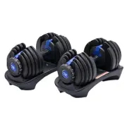 Powertrain 48kg Adjustable Dumbbell Set Home Gym Exercise Equipment Weights (Blue)