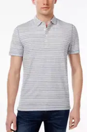 Michael Kors Men's Space-Dyed Striped Cotton Polo, Blue Gray, Size XXL