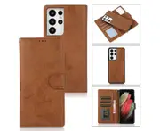 Detachable Wallet Phone Case for Easy Portability (Brown), Flip Case for Samsung Galaxy S21 Ultra