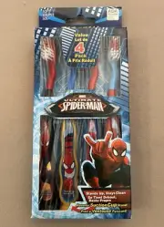 Pack Of 4 Spider-Man Soft Toothbrushes With Suction Cup Bottoms~For Ages 3+, New