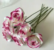 PINK CREAM ROSE STEM SILK ROSES WEDDING FLOWERS FAKE FLOWER ARTIFICIAL ROSES X 6