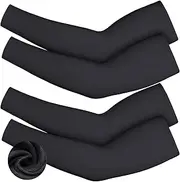 [Skylety] 4 Pieces Thermal Arm Warmer Compression Arm Sleeve for Men Women Winter Outdoor Activities Cycling Basketball Running