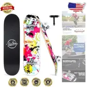 Smooth Ride 31x8 Inch Cruiser Skateboard with Anti-Slip Grip - Beginners Welcome