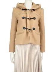 Camel Wool Hooded Shearling Coat