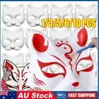1-10Pcs Mask Half Face Hand-painted Cat Fox Masquerade Halloween Cosplay Prop CW