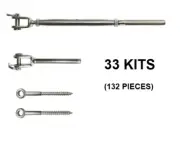 Stainless Steel Wire Rope DIY Balustrade Kit Swage/Jaw Fork Turnbuckle - 33 kits