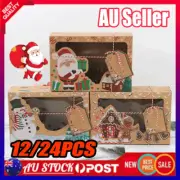 12/24PCS Christmas Candy Cookie BZVes Bakery Gift Boxes Cupcake Muffin Cake Box