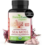 ForestLeaf Organic Irish Sea Moss w/Bladderwrack & Burdock Root Capsules (90 ct)