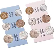 Coin Storage Box Organiser Japanese Yen Coin Holder Hard Case Organizer Coins Rectangle JPY Coin Organiser and Dispenser, Plastic Coin Sorter Wallet with 6 Slots Storage 2Pcs (Pink, Sky Blue)