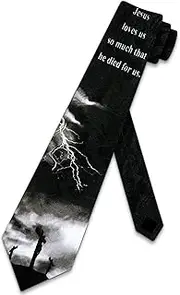 [Steven Harris] Christian Ties Mens Cross Necktie Jesus Tie for Men Religious Neckties, Black, One size